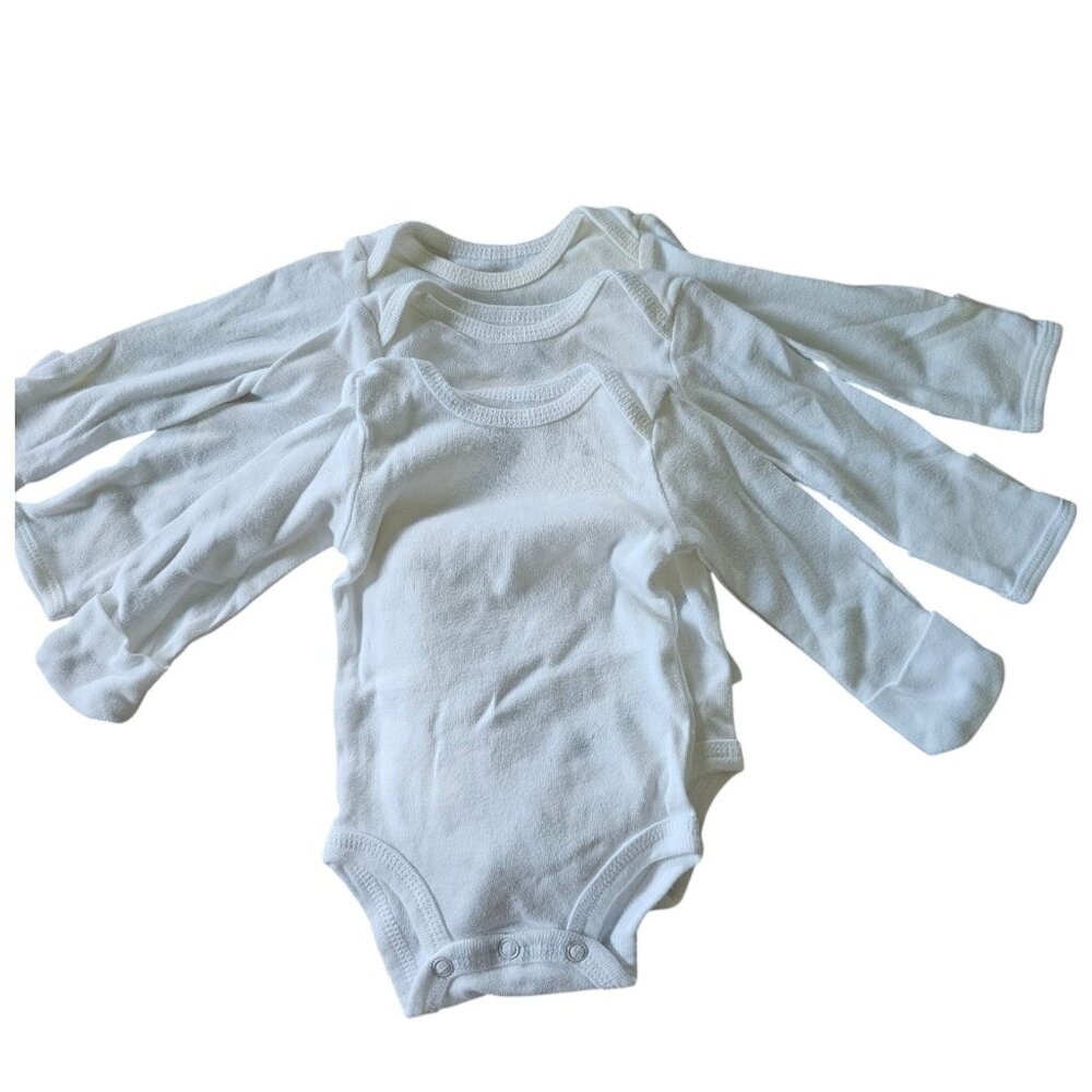 Carter’s Just One You Newborn White Longsleeve Onesies – Set of 3 Baby Basics